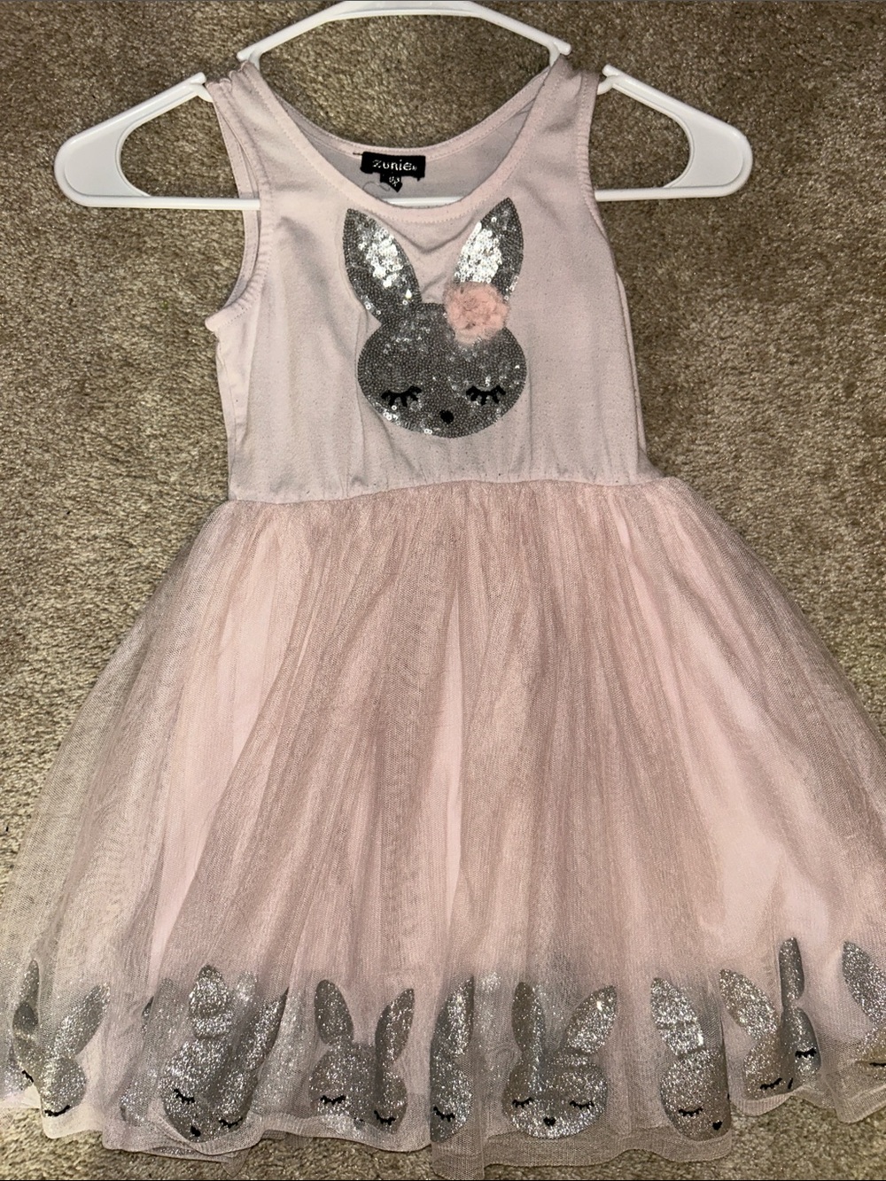 Zunie Pink Tulle Bunny Sequin Dress